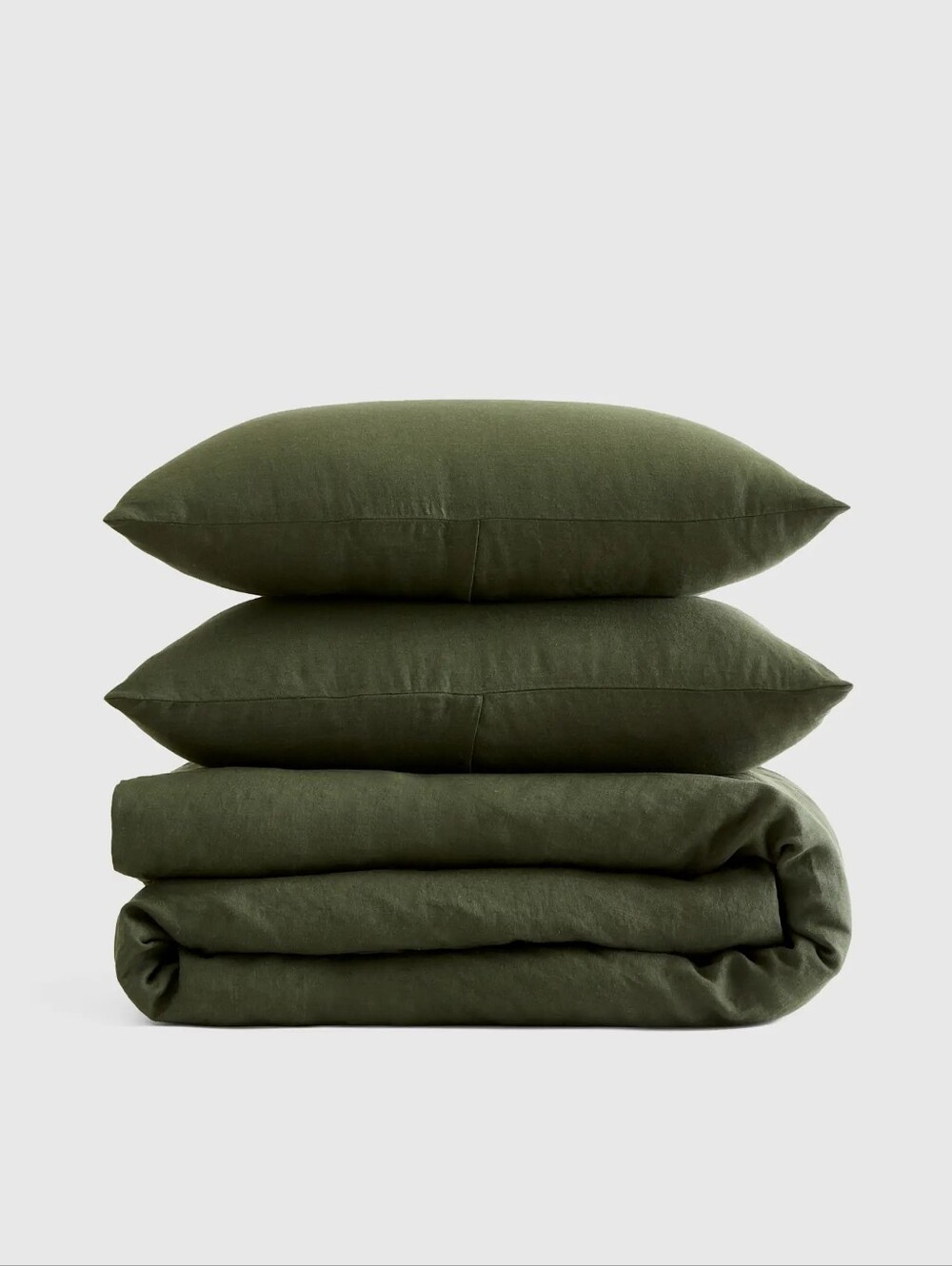 Quince 3 Piecs European Linen Duvet With Shams Pine Green Full/queen NWT